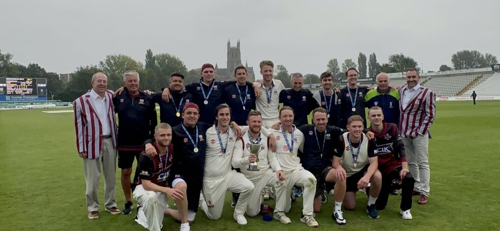 Brentwood celebrate winning the 2024 ECB National Club Championship